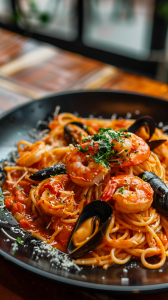 AI food photo of italian pasta. AI food photo and video fish. ai agency