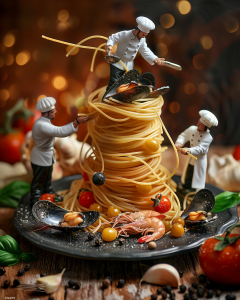 AI food photo of italian pasta. AI food photo and video fish. ai agency