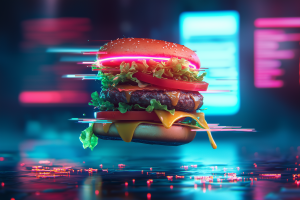 AI food photo and video, ai hamburger