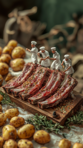 AI food photo and video. ai agency, food photos. AI food photo of meat